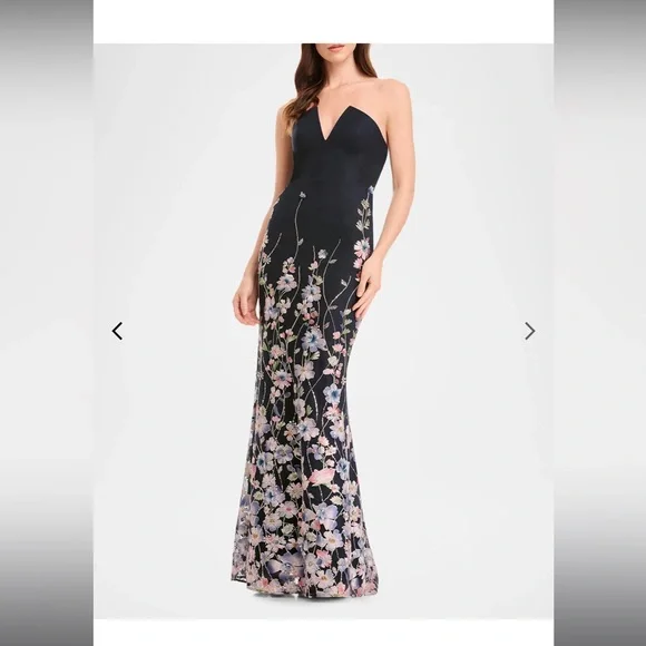 prom dress size 14 Long Faux-Wrap Plus-Size Prom Dress